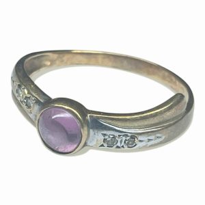 【K18（18金）× Pt850（プラチナ850）】コンビ　アメジストリング